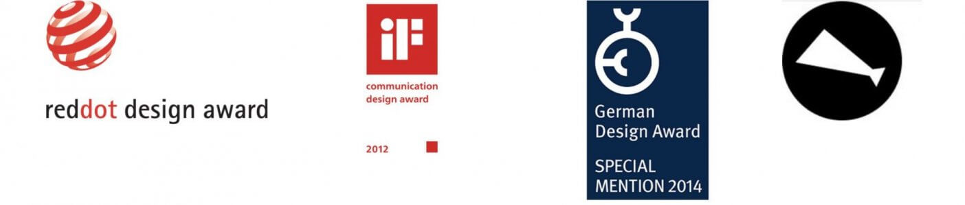 Awards von Judith Peters (Auswahl): Red Dot, iF, German Design Awards und Jahr der Werbung.